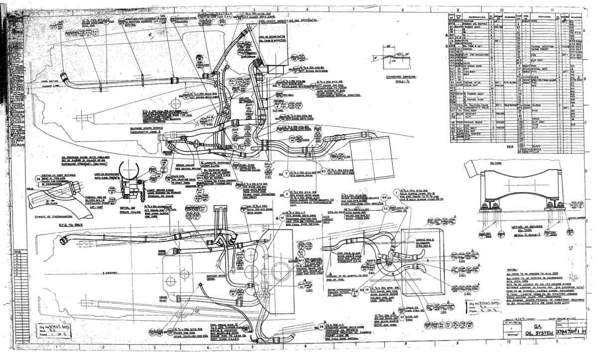 Spitfire Type 379 MKXIV Blueprints 37947 1 H GA of Oil System A4 Photo Print