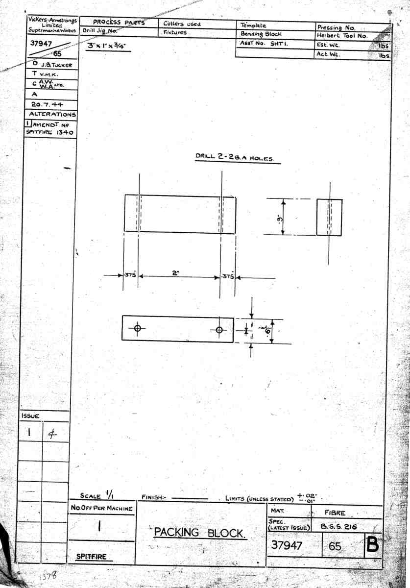 Spitfire Type 379 MKXIV Blueprints 37947 65 B Packing Block A4 Photo Print