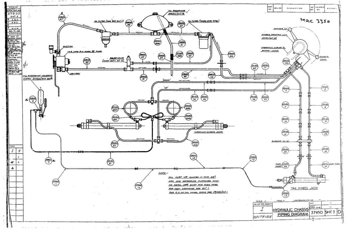 Spitfire Type 379 MKXIV Blueprints 37950 3 D Hydraulic Chassis Piping System A4 Photo Print