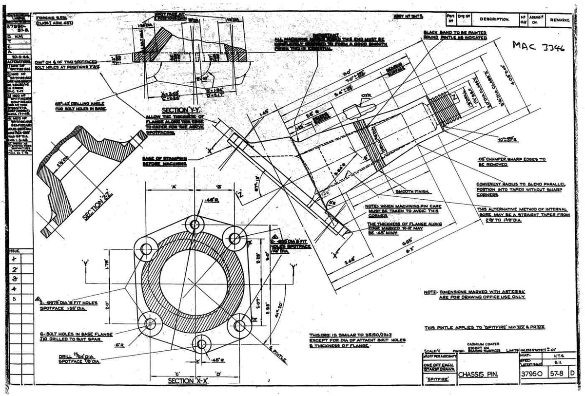 Spitfire Type 379 MKXIV Blueprints 37950 5758 D Chassis Pin A4 Photo Print
