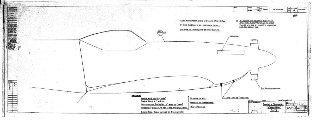 Spitfire Type 379 MKXIV Blueprints 37952 1 E Engine and Spinner Waterproof Cover A4 Photo Print
