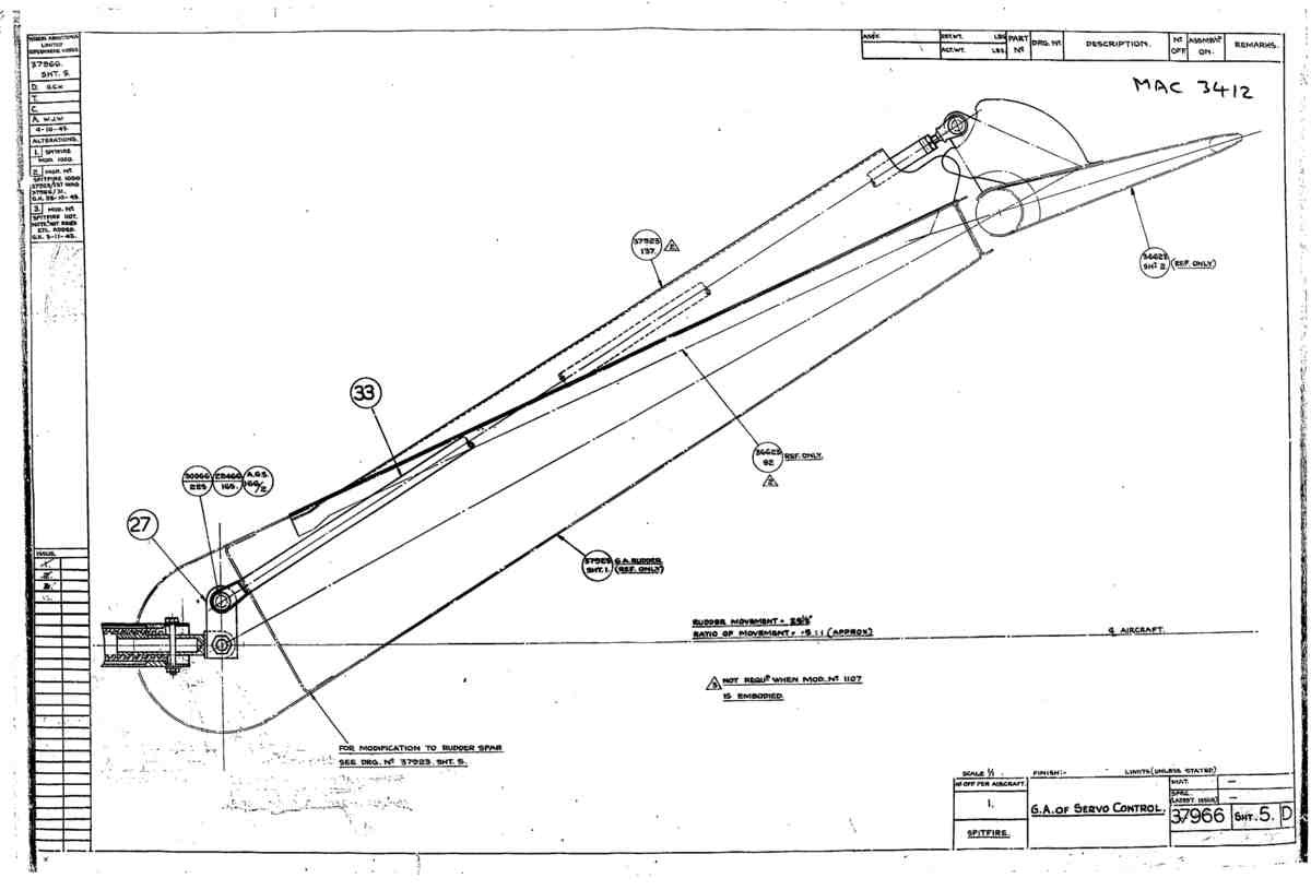 Spitfire Type 379 MKXIV Blueprints 37966 5 D GA of Servo Control A4 Photo Print