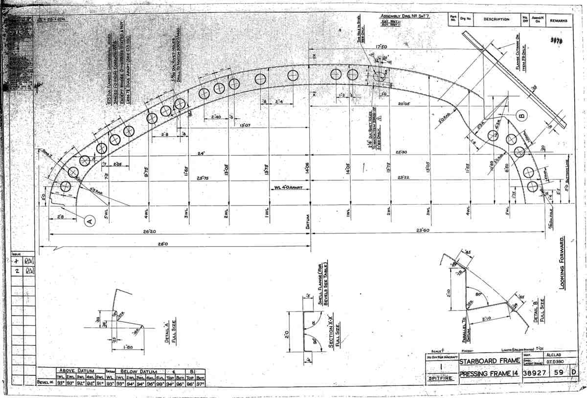 Spitfire Type 389 Mk XIX Blueprints 38927 59 D Starboard Frame Pressing Frame 14 A4 Photo Print