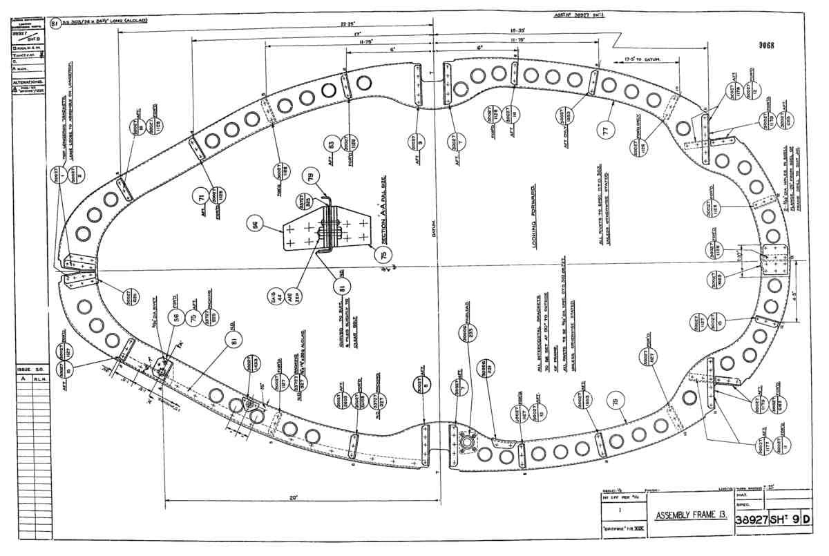 Spitfire Type 389 Mk XIX Blueprints 38927 9 D Assembly Frame 13 A4 Photo Print