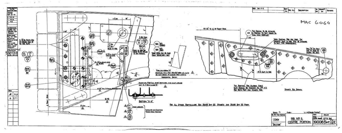 Spitfire Type 390 Mk XIX Blueprints 39008 1314 E Rib No5 Centre Portion A4 Photo Print