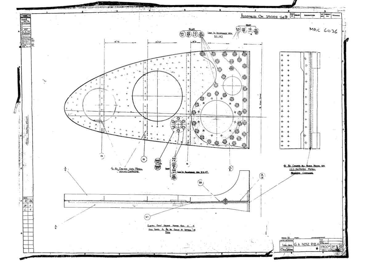 Spitfire Type 390 Mk XIX Blueprints 39008 3 G GA Nose Rib 4 A4 Photo Print