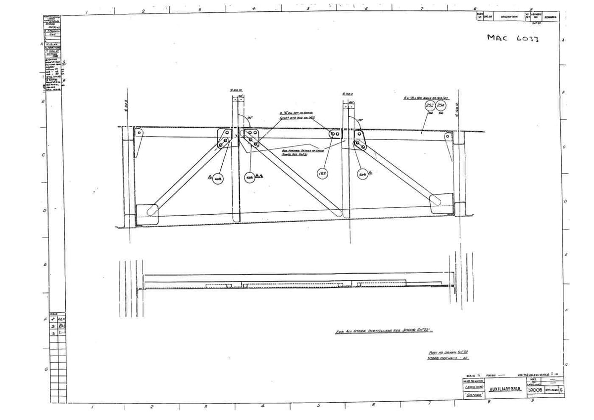 Spitfire Type 390 Mk XIX Blueprints 39008 3242 G Auxiliary Spar A4 Photo Print