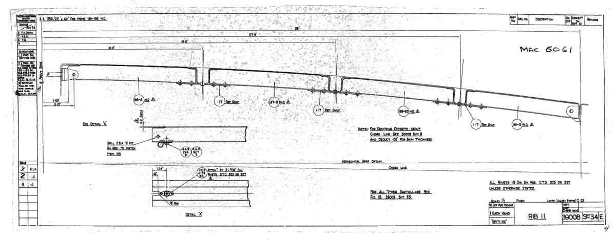 Spitfire Type 390 Mk XIX Blueprints 39008 34 E Rib 11 A4 Photo Print