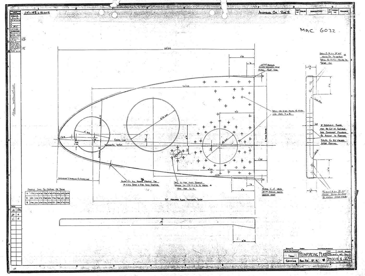 Spitfire Type 390 Mk XIX Blueprints 39008 56 G Reinforcing Plate Nose Rib No4 A4 Photo Print