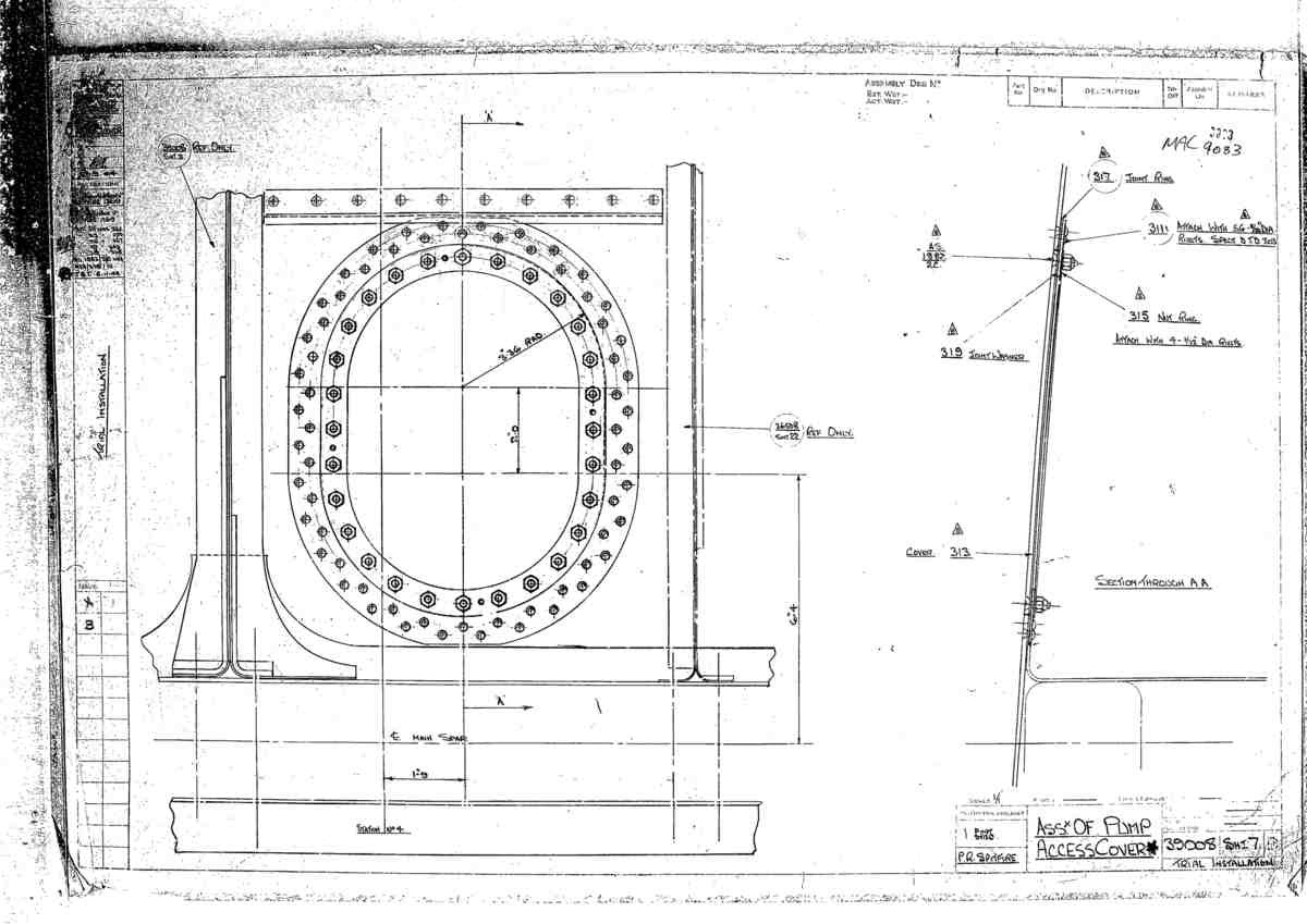 Spitfire Type 390 Mk XIX Blueprints 39008 7 D Assy of Pump Access Cover (trial installation) A4 Photo Print