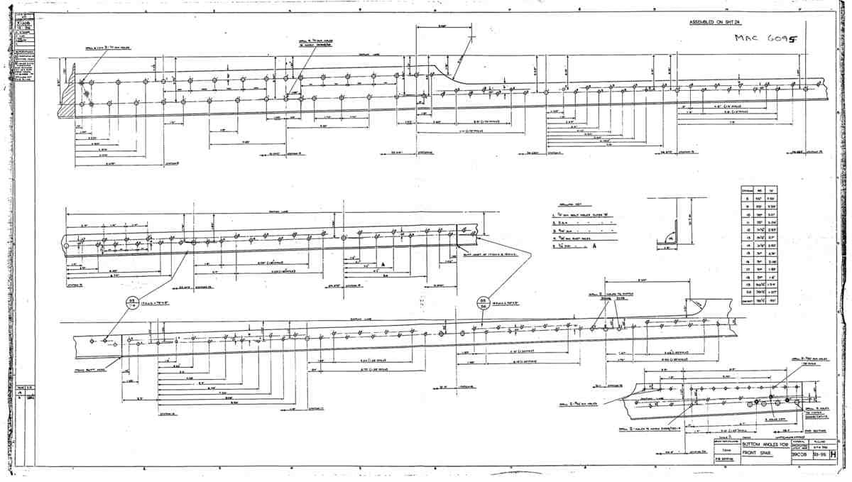 Spitfire Type 390 Mk XIX Blueprints 39008 93 96 H Bottom Angles for Front Spar A4 Photo Print