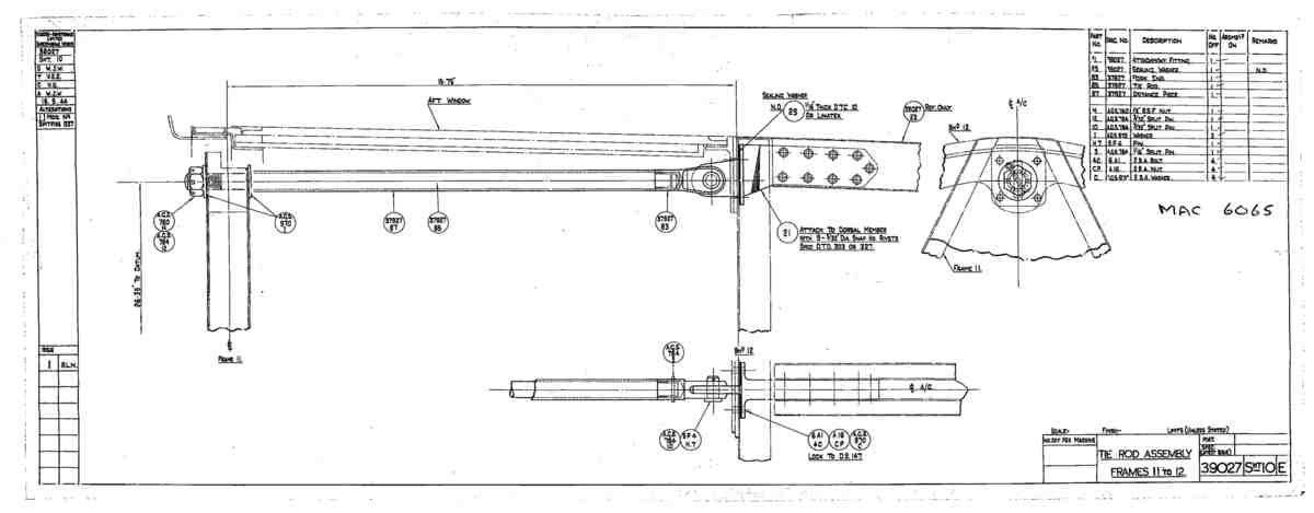 Spitfire Type 390 Mk XIX Blueprints 39027 10 E Tie Rod Assembly Frames 11 12 A4 Photo Print