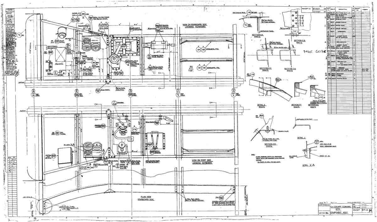 Spitfire Type 390 Mk XIX Blueprints 39027 12 H GA Cockpit Coaming with Component Assy A4 Photo Print