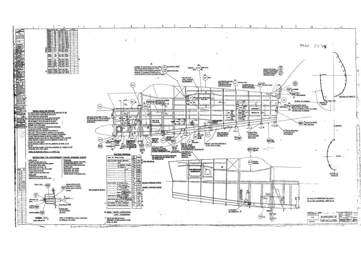 Spitfire Type 390 Mk XIX Blueprints 39027 2 H Arrangement of Fuselage Plating A4 Photo Print