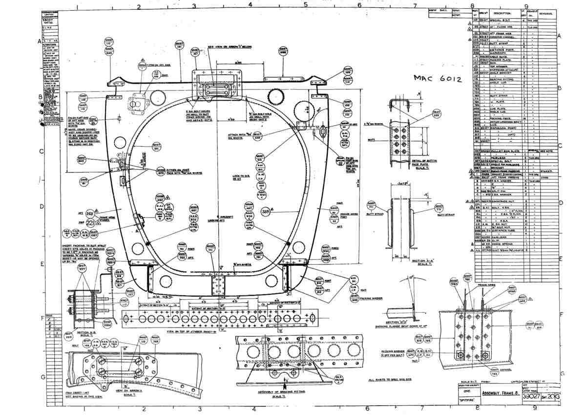 Spitfire Type 390 Mk XIX Blueprints 39027 20 G Assembly Frame 8 A4 Photo Print