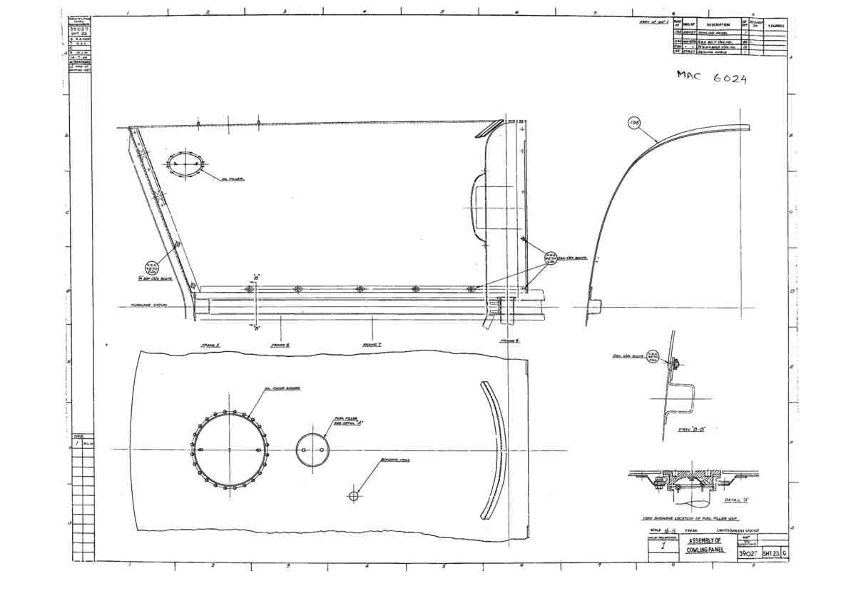 Spitfire Type 390 Mk XIX Blueprints 39027 23 G Assembly of cowling Panel A4 Photo Print