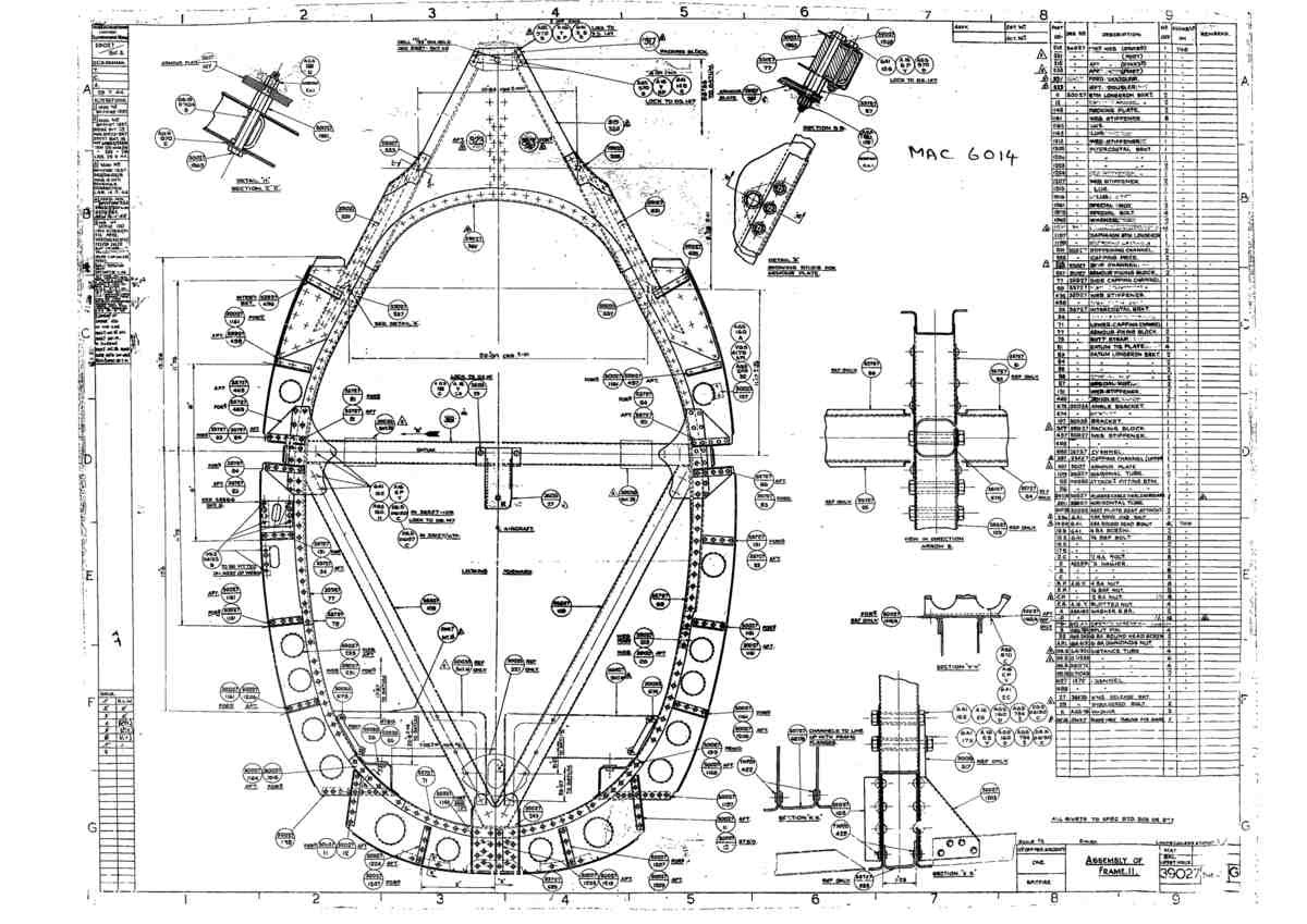 Spitfire Type 390 Mk XIX Blueprints 39027 3 G Assembly of Frame 11 A4 Photo Print