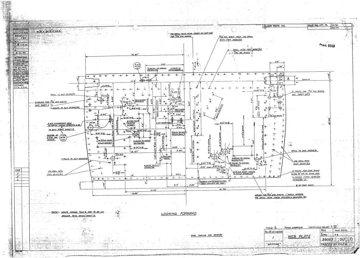 Spitfire Type 390 Mk XIX Blueprints 39027 311 D Web Plate A4 Photo Print
