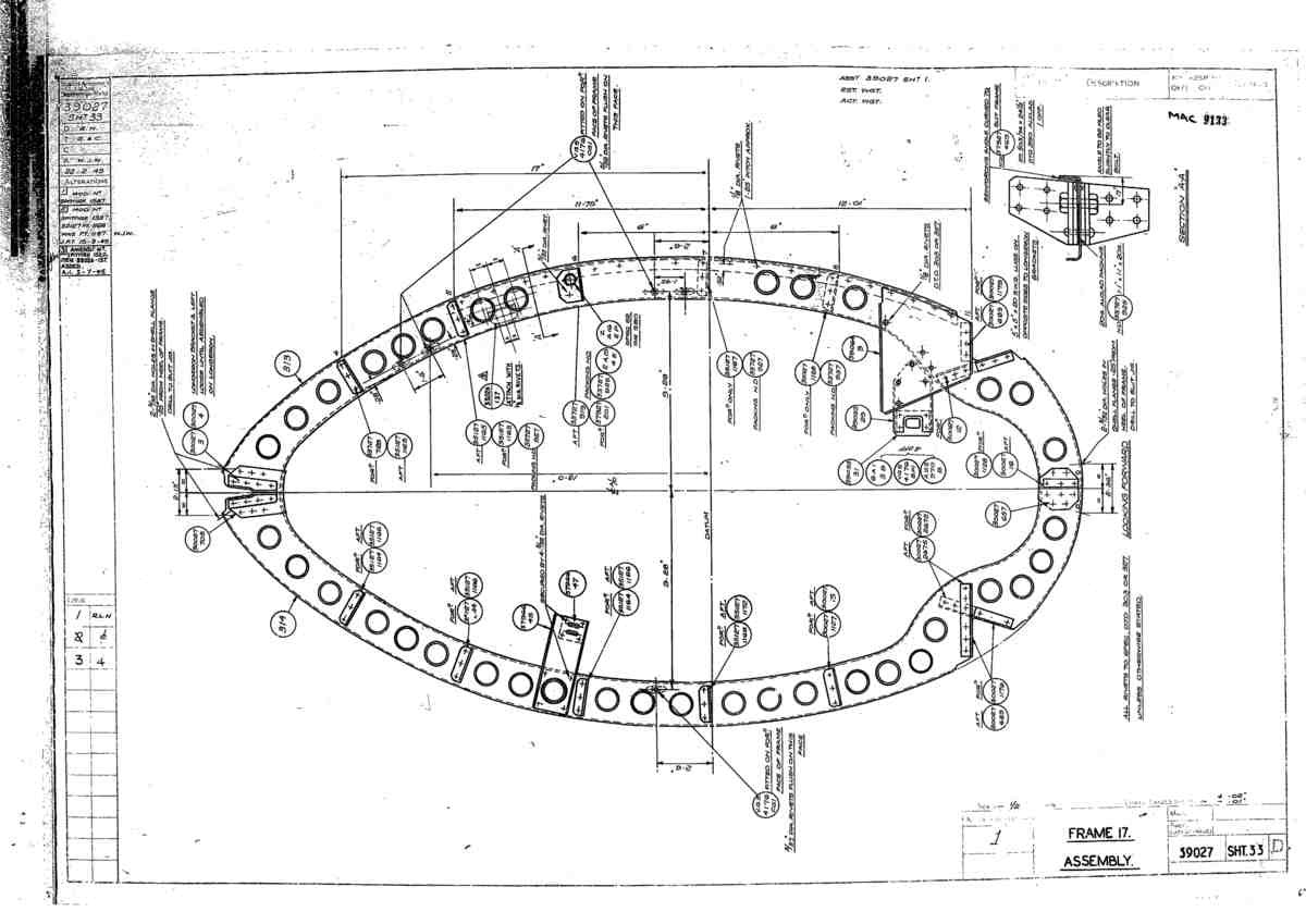 Spitfire Type 390 Mk XIX Blueprints 39027 33 D Frame 17 Assembly A4 Photo Print