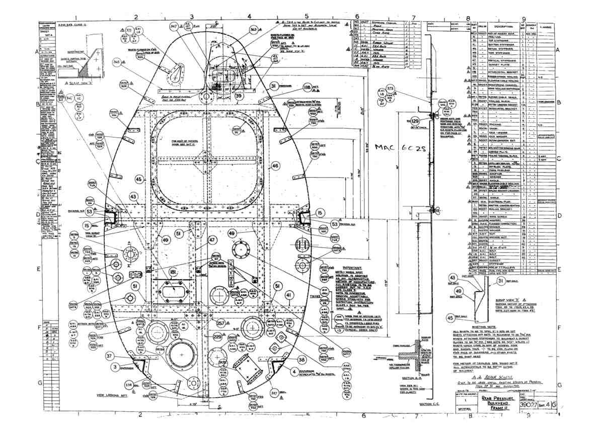 Spitfire Type 390 Mk XIX Blueprints 39027 4 G Rear Pressure Bulkhead Frame 12 A4 Photo Print