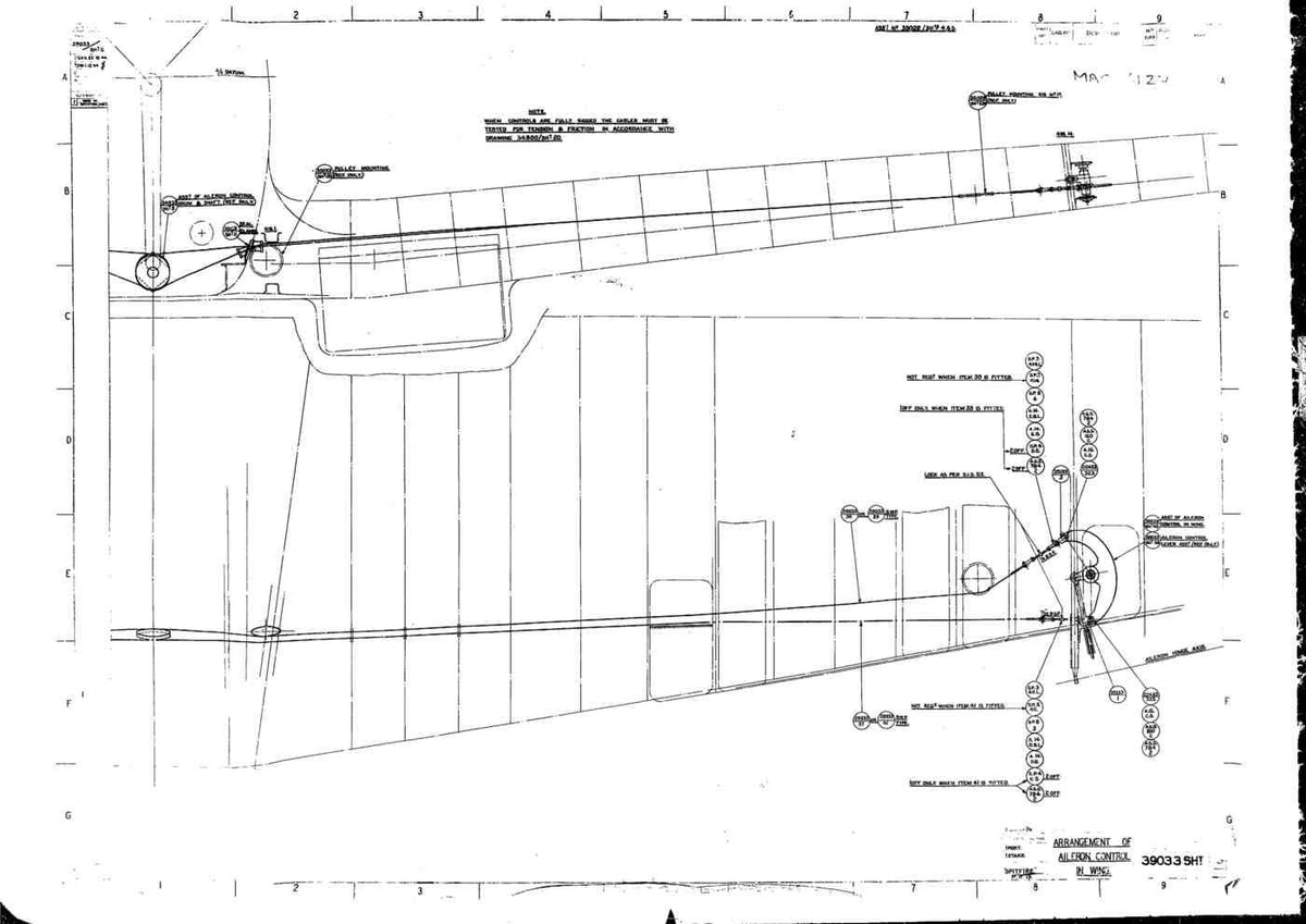 Spitfire Type 390 Mk XIX Blueprints 39033 6Arrangement of Aileron Control in Wing A4 Photo Print