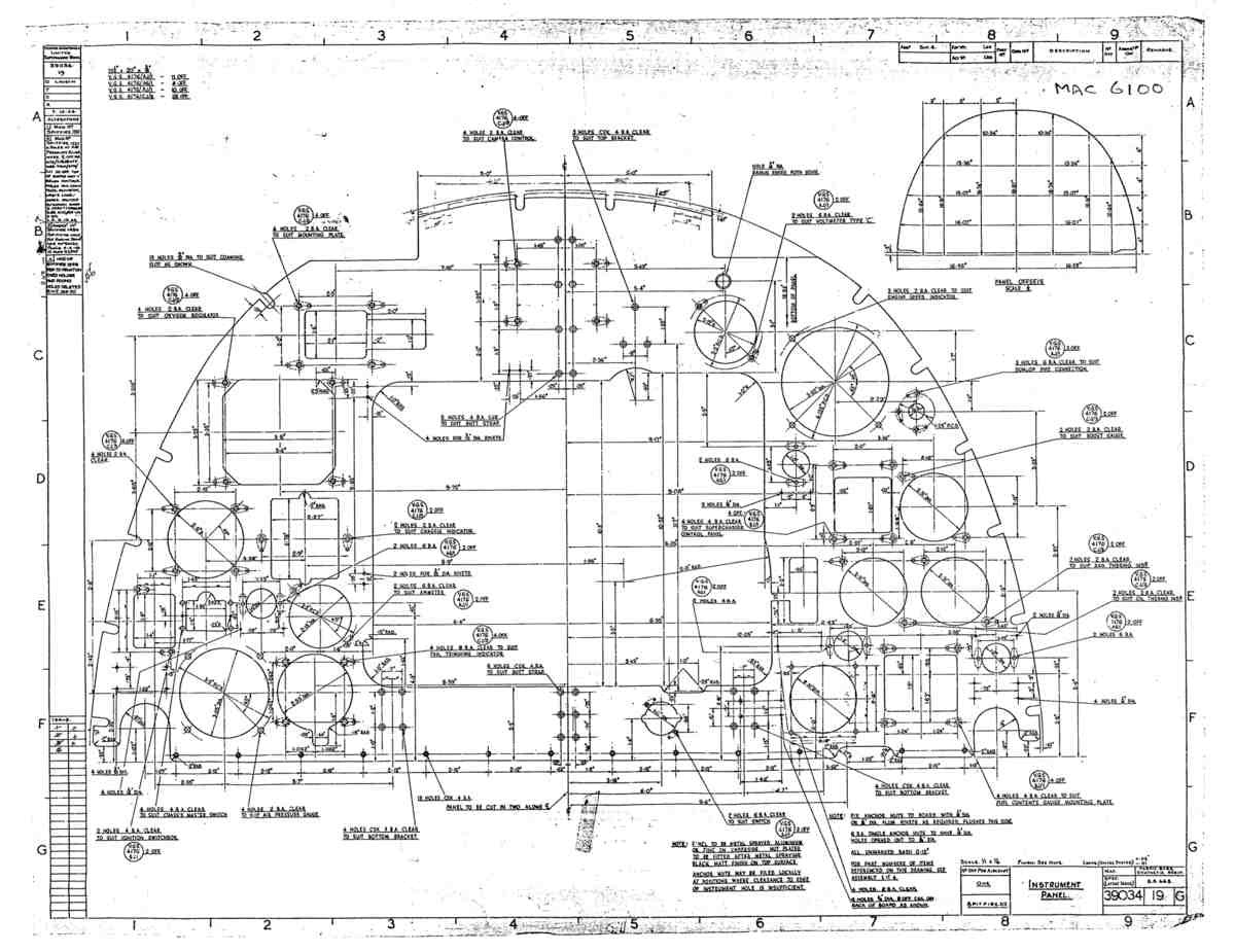 Spitfire Type 390 Mk XIX Blueprints 39034 19 G Instrument Panel A4 Photo Print