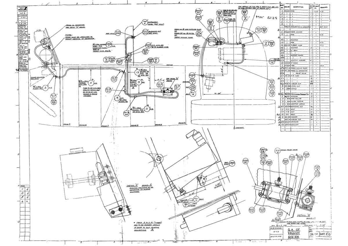 Spitfire Type 390 Mk XIX Blueprints 39034 2 G GA of Vacuum System A4 Photo Print
