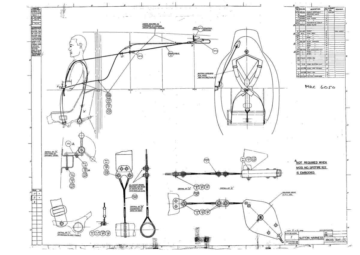 Spitfire Type 390 Mk XIX Blueprints 39035 1 G Sutton Harness A4 Photo Print