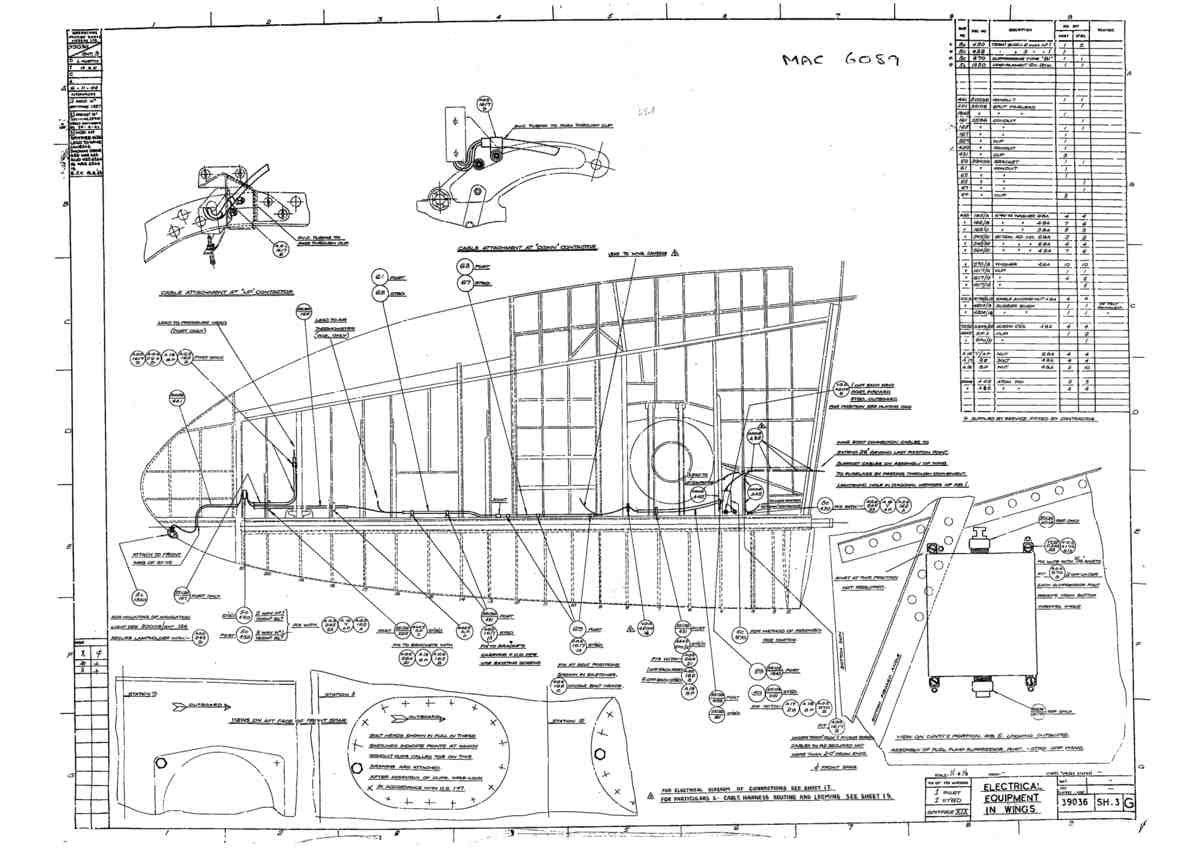 Spitfire Type 390 Mk XIX Blueprints 39036 3 G Electrical Equipment in Wings A4 Photo Print