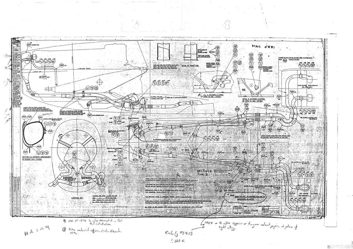 Spitfire Type 390 Mk XIX Blueprints 39049 2 H GA of Cooling System A4 Photo Print