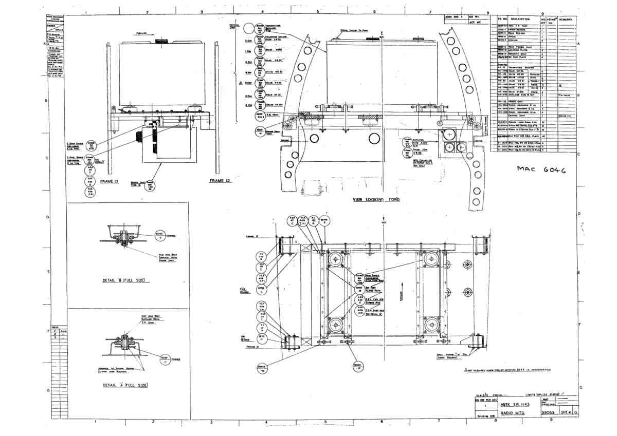 Spitfire Type 390 Mk XIX Blueprints 39053 4 G Assy TR 1143 Radio Mtg A4 Photo Print