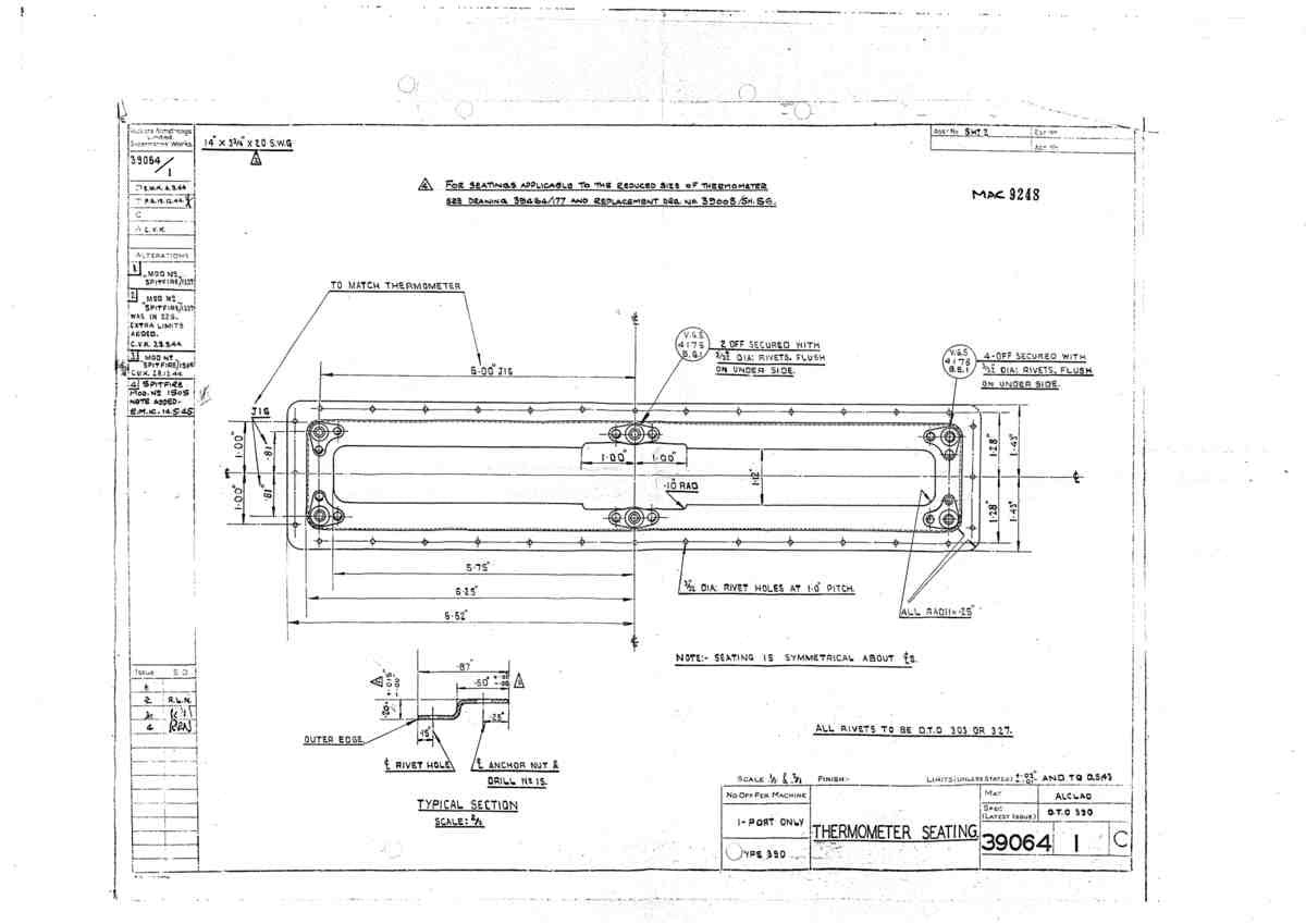 Spitfire Type 390 Mk XIX Blueprints 39064 1 C Thermometer Seating A4 Photo Print