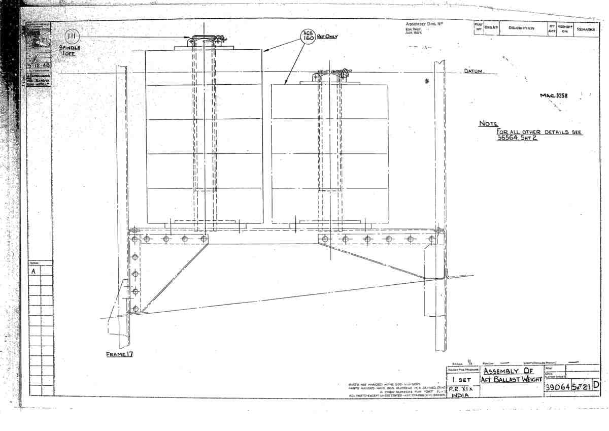Spitfire Type 390 Mk XIX Blueprints 39064 21 D Assembly of Aft Ballast Weight A4 Photo Print