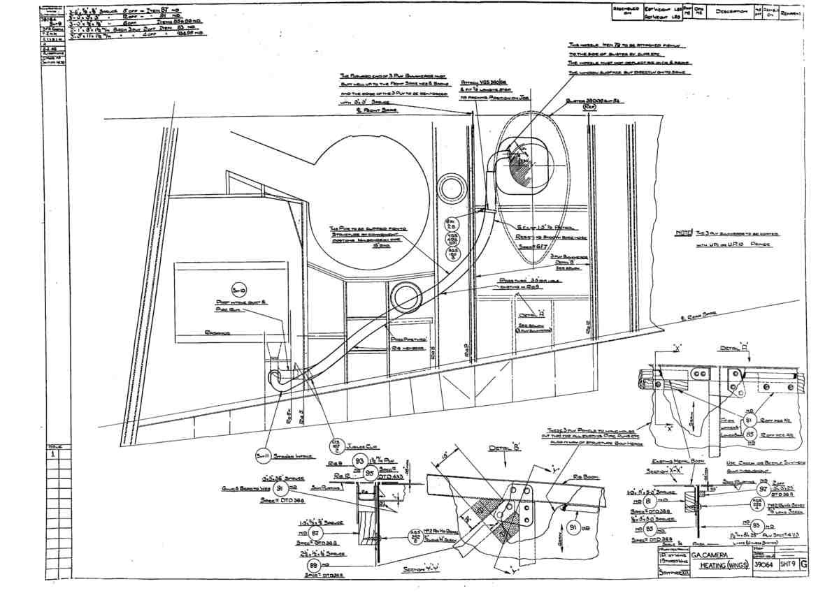 Spitfire Type 390 Mk XIX Blueprints 39064 9 G GA Camera Heating Wings A4 Photo Print