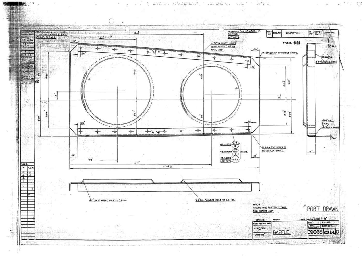 Spitfire Type 390 Mk XIX Blueprints 39065 103104 D Baffle A4 Photo Print