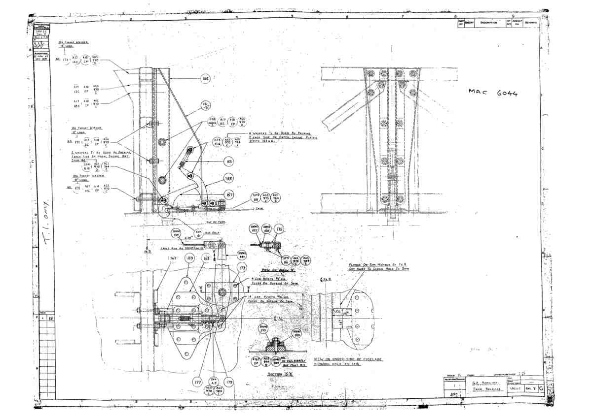 Spitfire Type 390 Mk XIX Blueprints 39065 7 G GA Auxiliary Tank Release A4 Photo Print