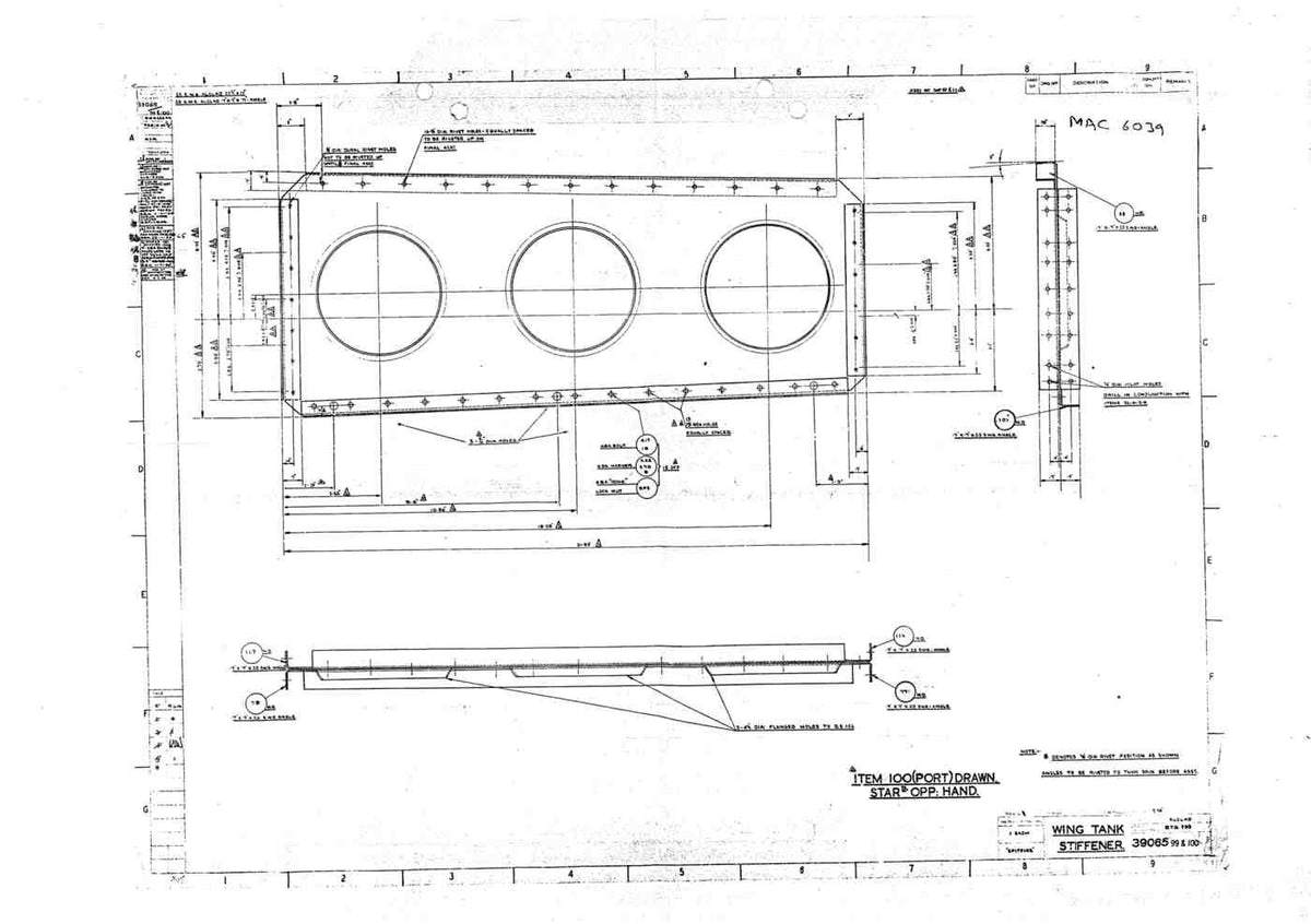 Spitfire Type 390 Mk XIX Blueprints 39065 99100Wing Tank Stiffener A4 Photo Print
