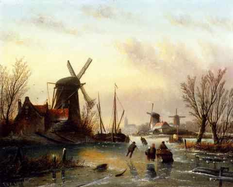 Spohler Jan Jacob Coenraad A Frozen River Landscape A4 Photo Print