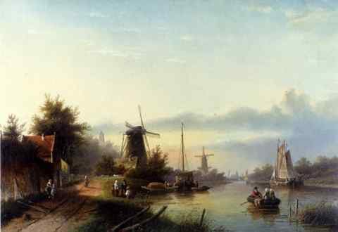 Spohler Jan Jacob Coenraad Boats On A Dutch Canal A4 Photo Print