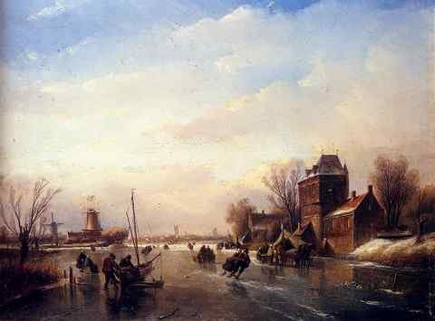 Spohler Jan Jacob Skaters On A Frozen River A4 Photo Print