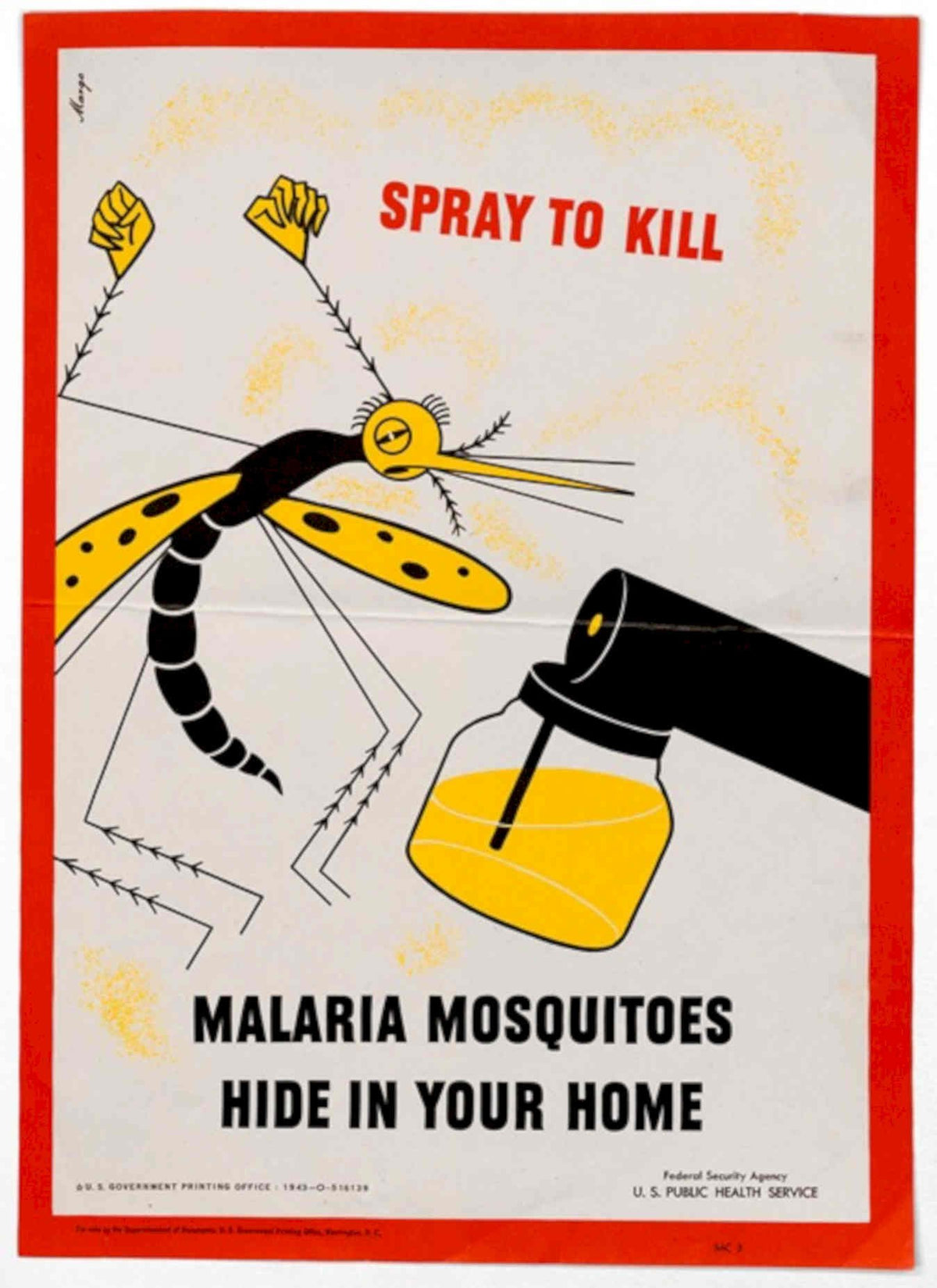 Spray Mosquitoes Kill American World War II Advert Poster