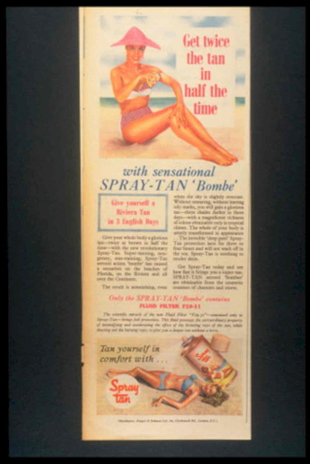 Spray Tan Bombe 2 1950s Vintage Retro Advert Poster