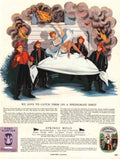 Springmaid Fire Sheet 1940s Vintage Retro Advert Poster