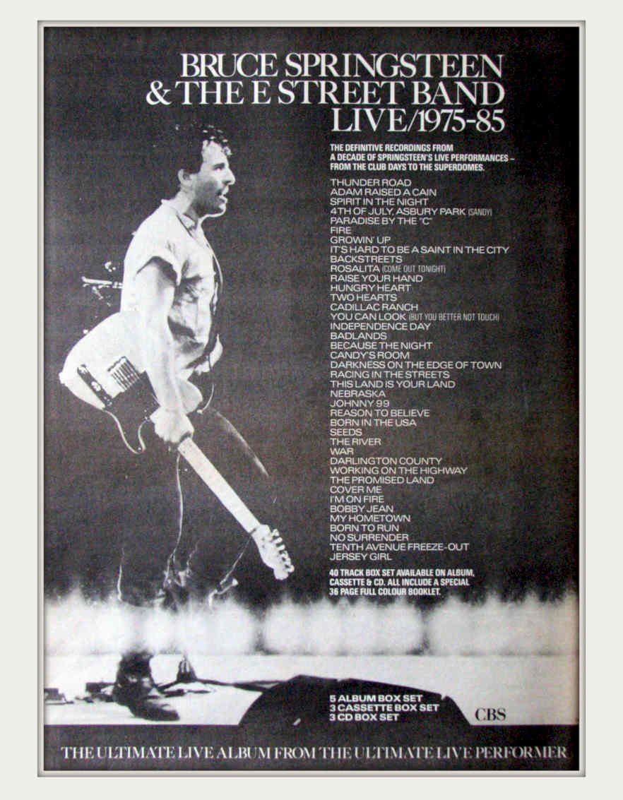 Springsteen E Street Vintage Retro Advert Poster A4 Photo Print