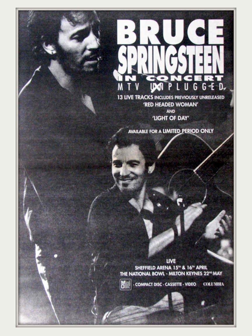 Springsteen Mtv Plugged Vintage Retro Advert Poster A4 Photo Print