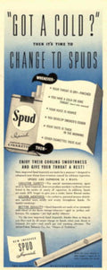 Spud Cigarette Cold 1940s Vintage Retro Advert Poster