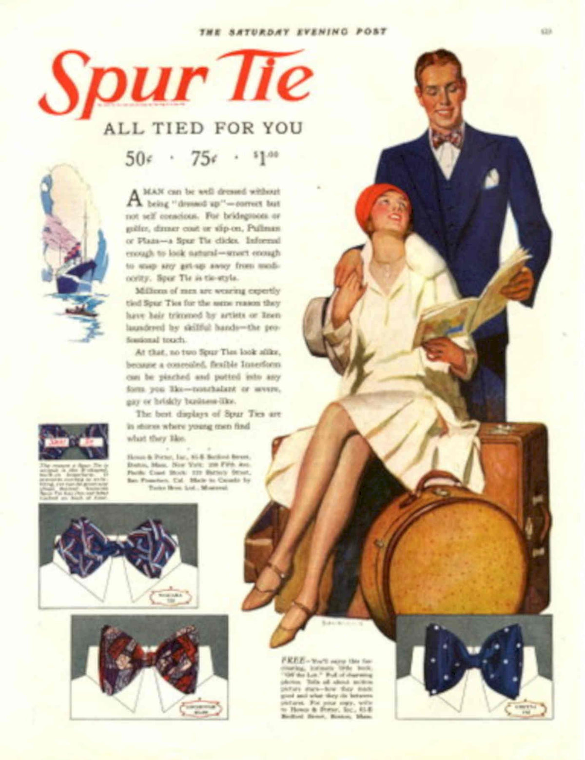 Spur Tie Suits 1930s Vintage Retro Advert Poster
