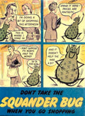 Squander Bug Shopping 1940s Vintage Retro Advert Poster