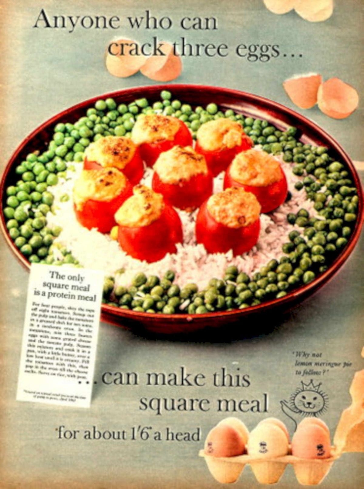 Square Meal Peas 1960s Vintage Retro Advert