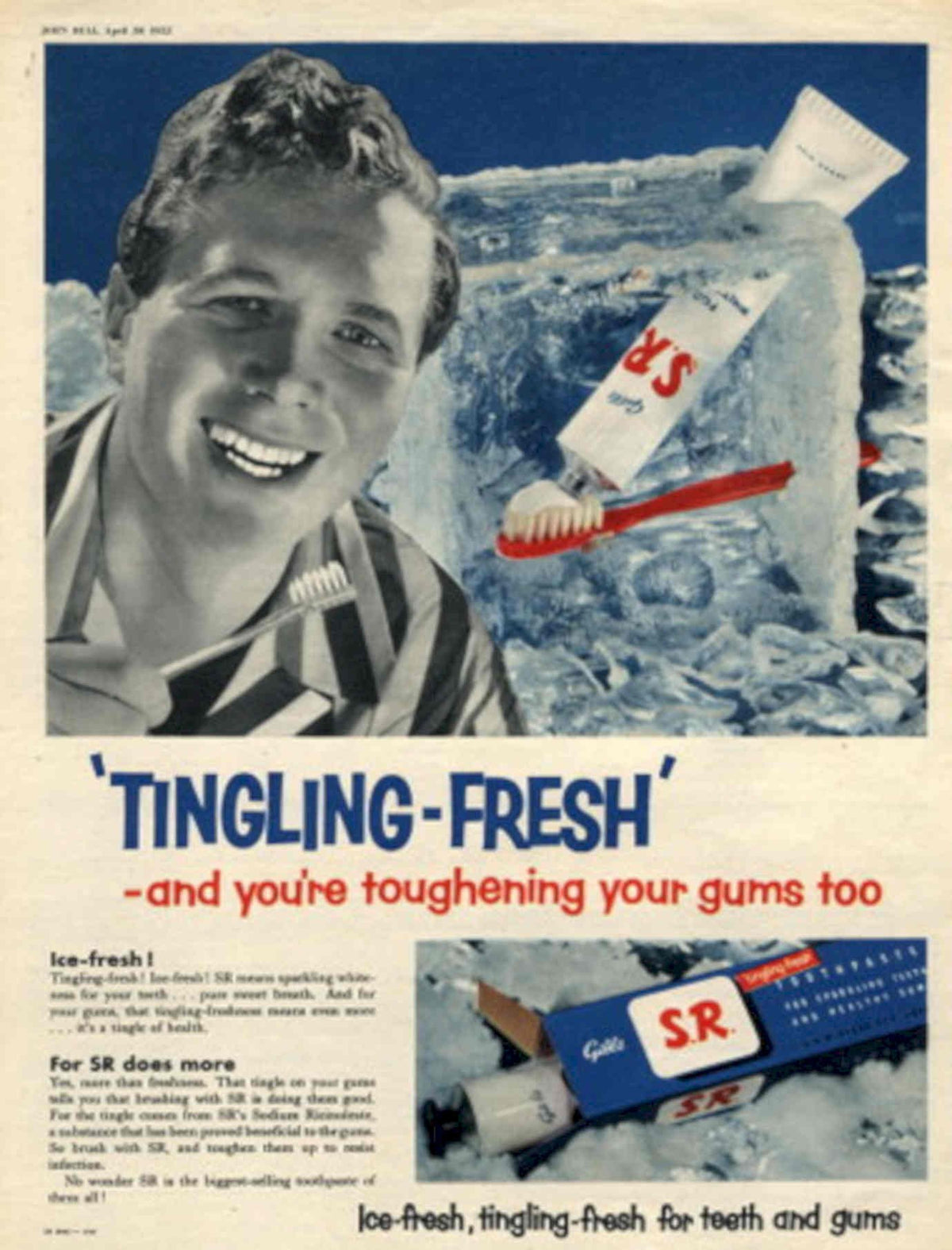 Sr Toothpaste Ice 1950s Vintage Retro Advert Poster